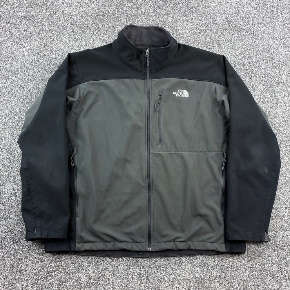The North Face Apex Bionic Jacket Mens 2XL Gray Black Soft Shell Full Zip
